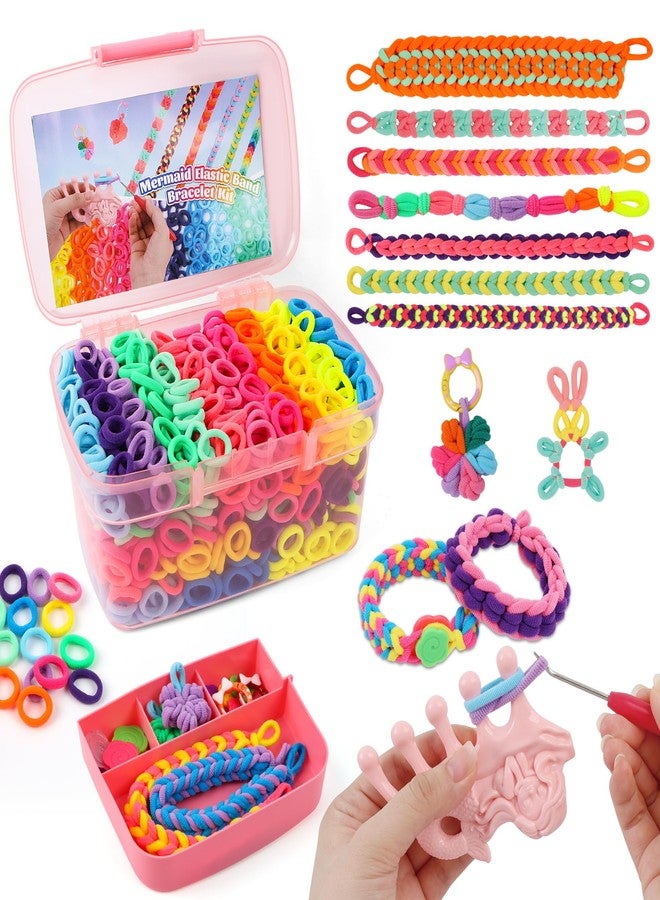 DPAPDI Bracelet Making Kit Toys for Kids, Girls Crafts for Ages 6-12, Mermaid Weaving Loom Bracelets Kits with 1200+ Colorful Fabric Loops, Birthday Gift for DIY Beginners - Image 1